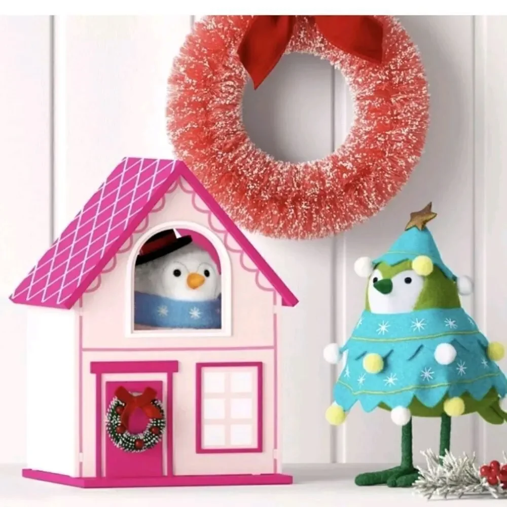 New Target FEATHERLY FRIENDS Christmas Pink Wood House Wondershop, 2024